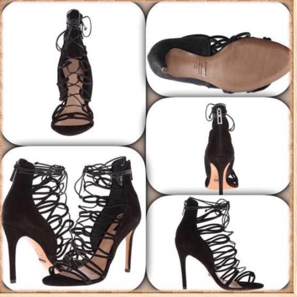Schutz Lace Up Black Heel